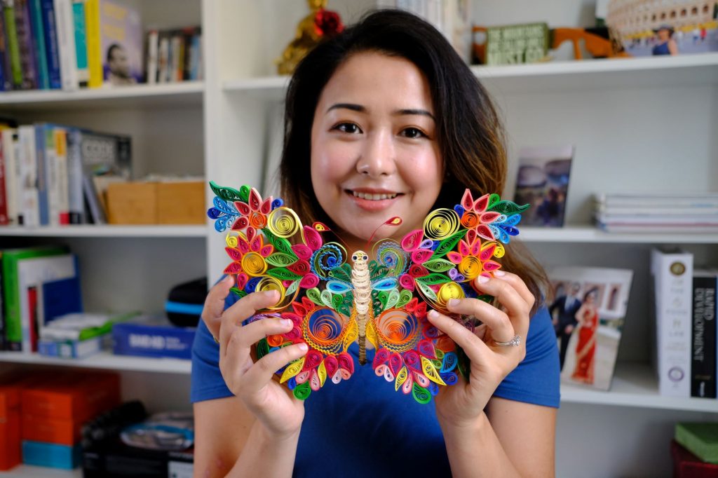 Butterfly made out of colorful quilled papers